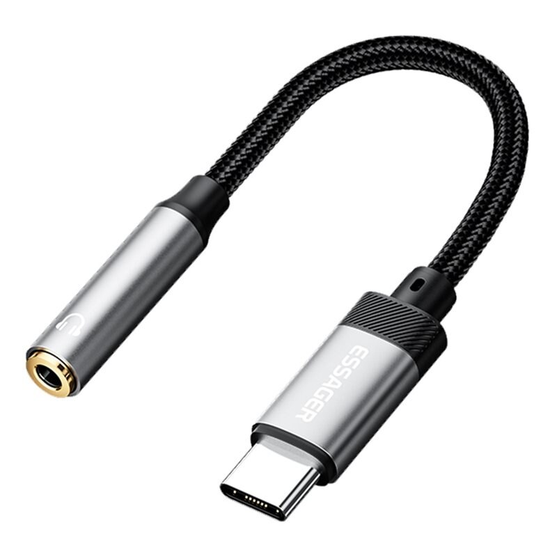 Essager Koptelefoonadapter USB-C naar 3,5mm DAC zwart