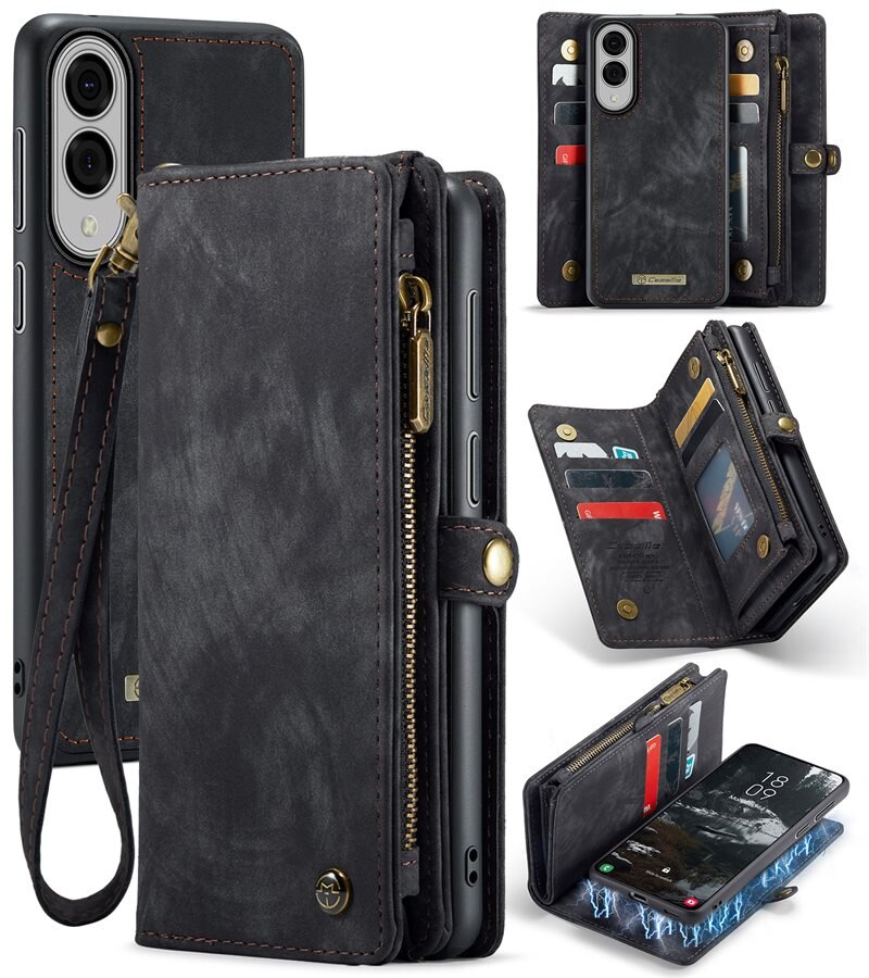 CaseMe Multi-slot Hoesje Samsung Galaxy S25 Edge Grijs - Telefoonhoesje met plek voor extra veel pasjes - Pasjeshouder