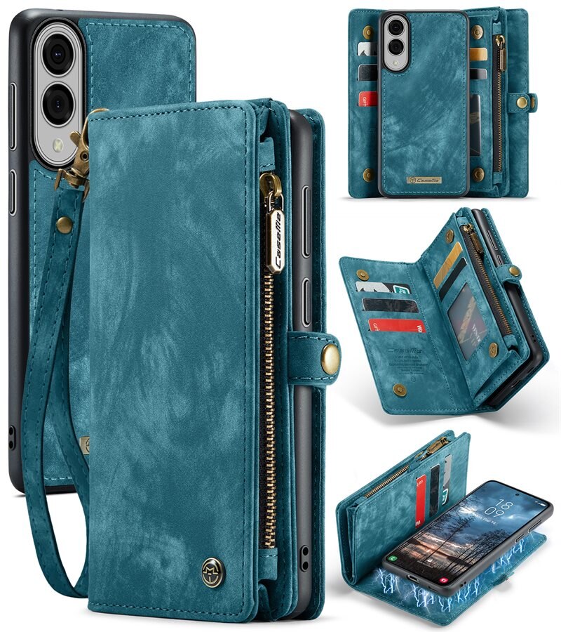 CaseMe Multi-slot Hoesje Samsung Galaxy S25 Edge Blauw - Telefoonhoesje met plek voor extra veel pasjes - Pasjeshouder