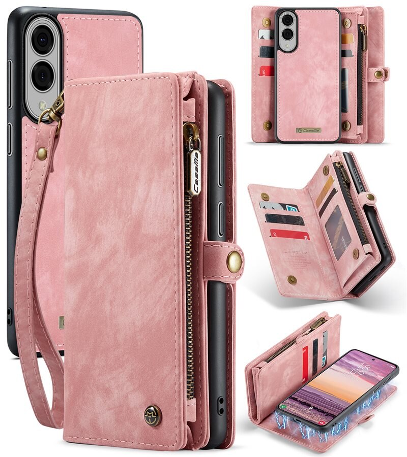 CaseMe Multi-slot Hoesje Samsung Galaxy S25 Edge Roze - Telefoonhoesje met plek voor extra veel pasjes - Pasjeshouder