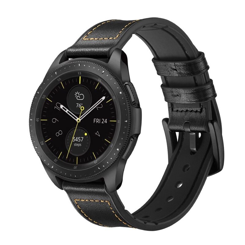 Samsung Galaxy Watch 5 Pro 45mm Premium Leren bandje Zwart - Mooi en stijlvol armband van echt leer - Heren en dames