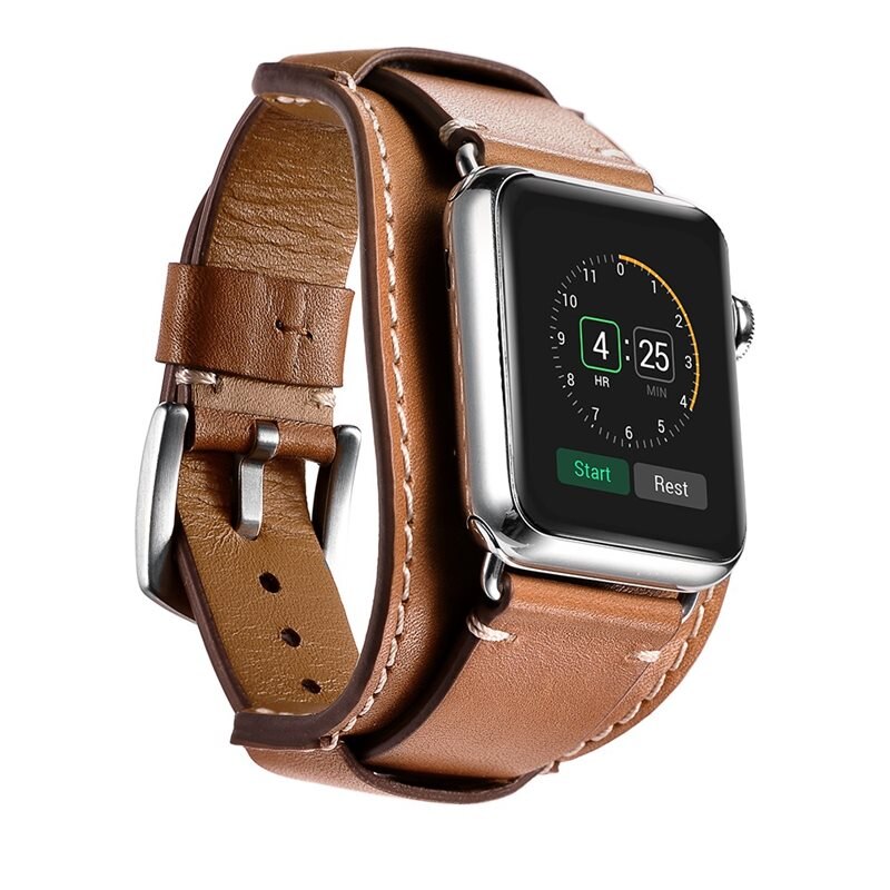 Apple Watch Ultra 2 49mm Breed Leren bandje bruin