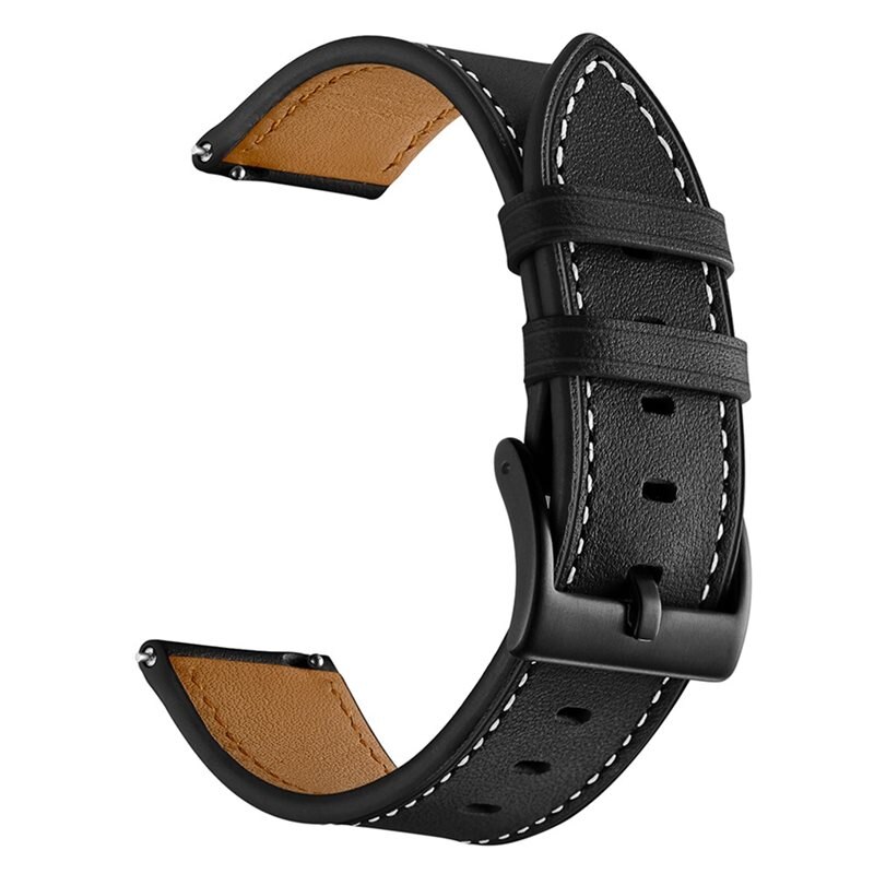 Universal 20mm Leren bandje zwart - Mooi bandje van leer
