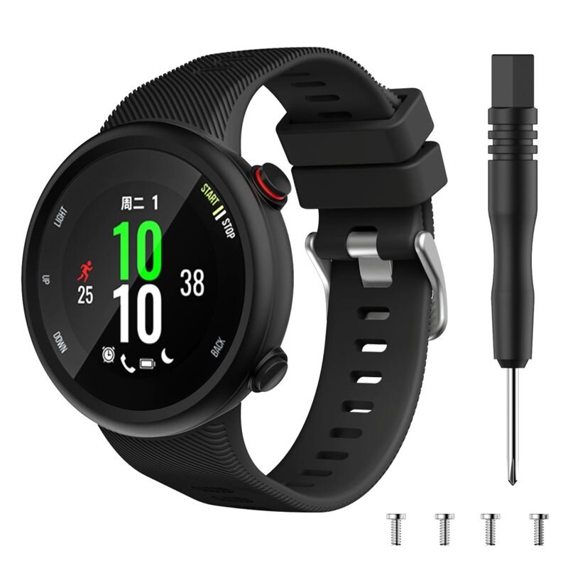 Garmin Forerunner 45 Siliconen bandje Zwart - Sportieve armband in stijlvol design - Waterdicht - Zweetbestendig