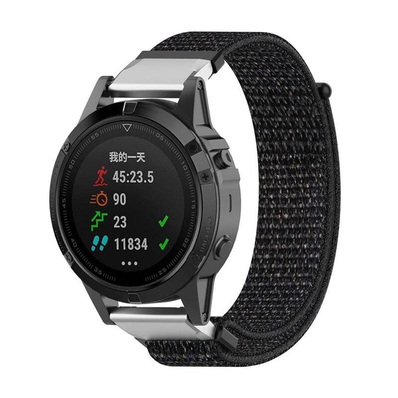 Garmin Fenix 5/Fenix 6 Pro/Fenix 7/Fenix 6/Fenix 5 Plus Nylon bandje Zwart - Bandje van luchtig en ventilerend nylon