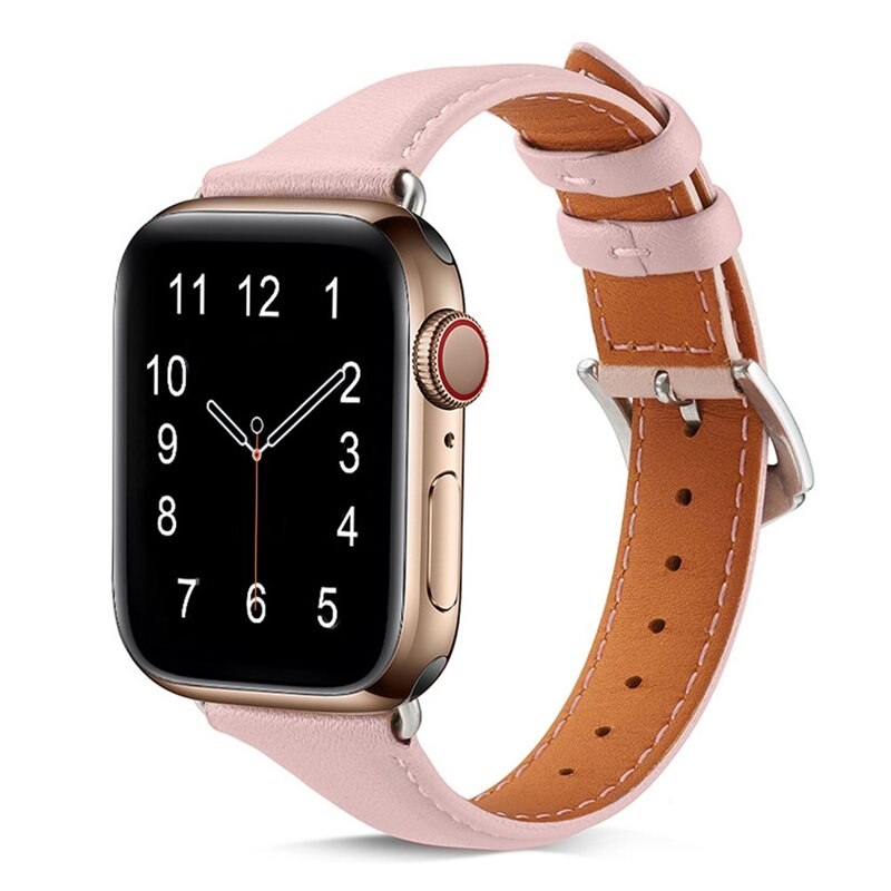 Apple Watch SE 40mm Slim Leren bandje Roze - Klassieke armband van leer - Dames en heren