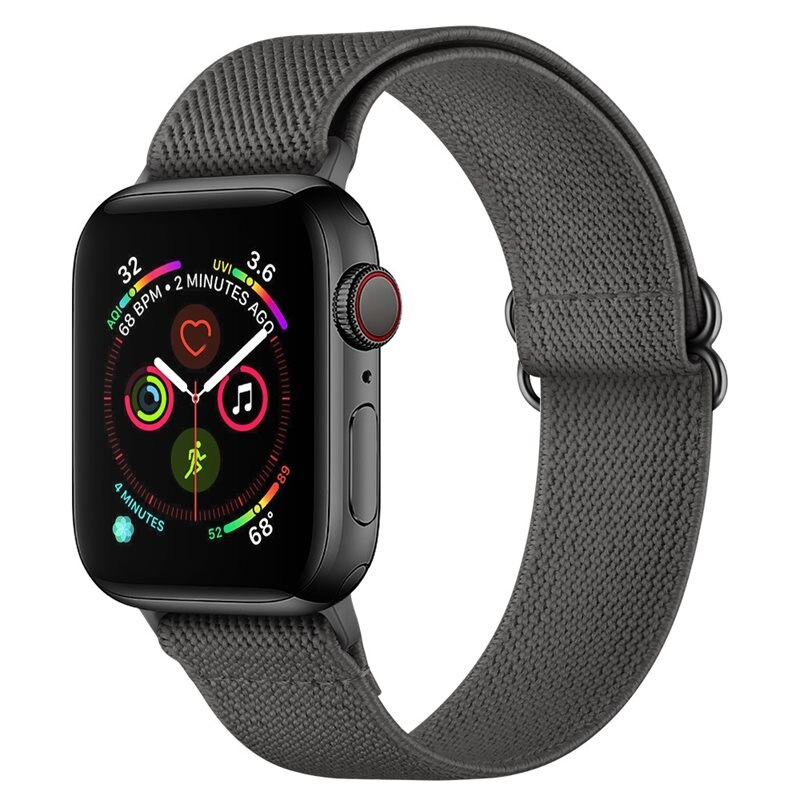 Apple Watch Series 7 41mm Elastisch Nylon bandje, Grijs - Armband van comfortabel en ventilerend nylon