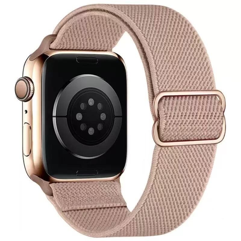 Apple Watch Series 8 41mm Elastisch Nylon bandje, Beige - Armband van comfortabel en ventilerend nylon