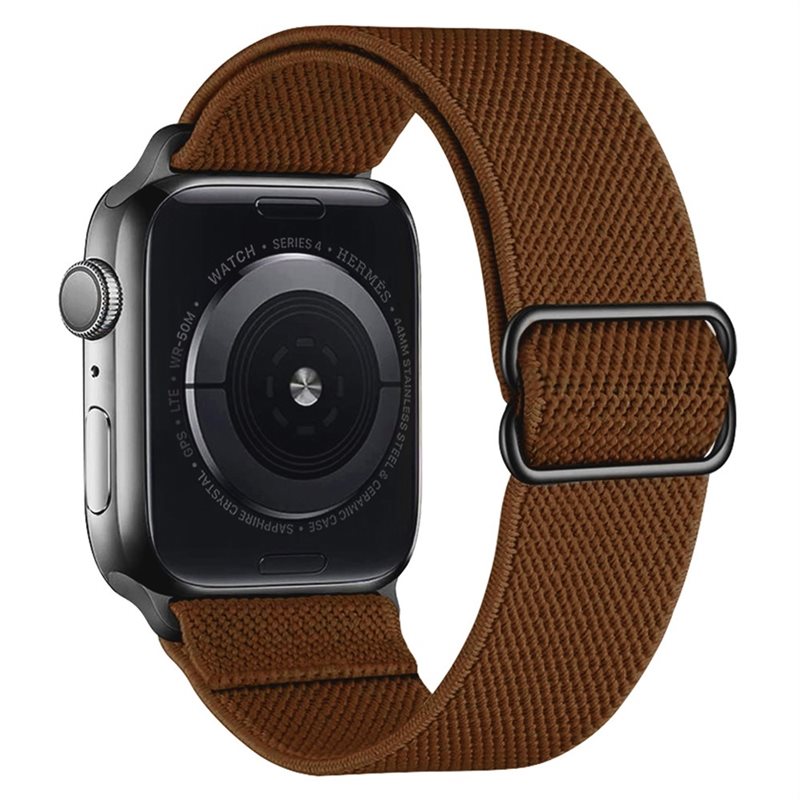 Apple Watch Series 4-6 40mm Elastisch Nylon bandje, Donkerbruin - Armband van comfortabel en ventilerend nylon
