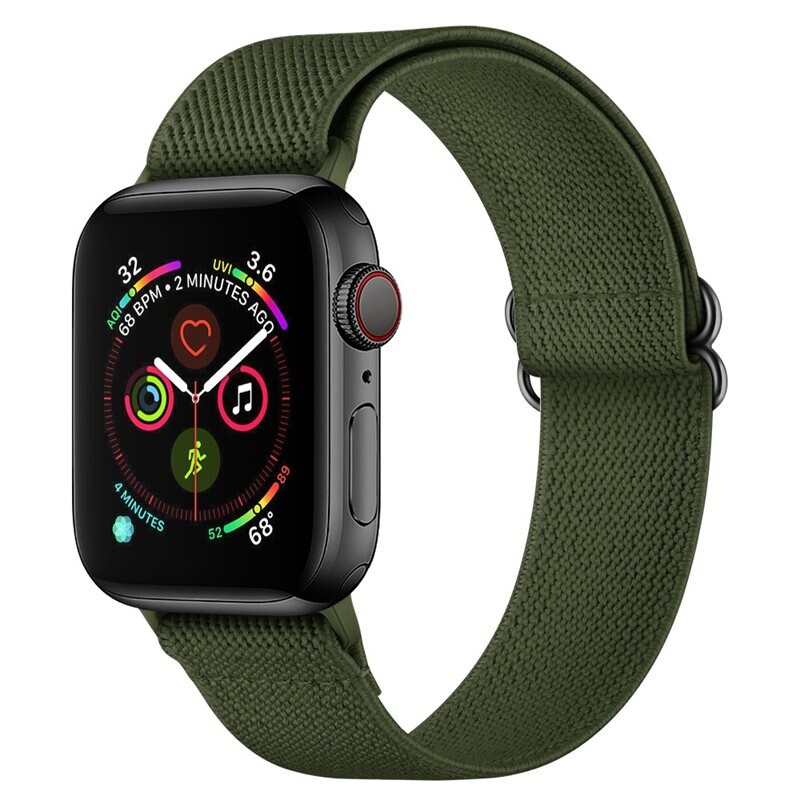 Apple Watch Series 8 45mm Elastisch Nylon bandje, Groen - Armband van comfortabel en ventilerend nylon