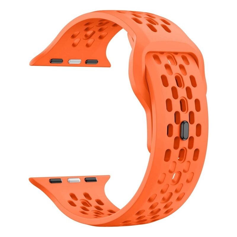Apple Watch Series 9 45mm Sport Siliconen bandje Oranje - Perfect bandje om te sporten - Training dames en heren