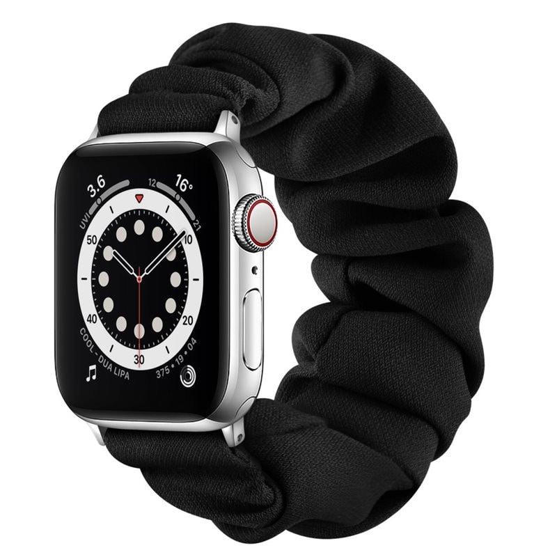 Apple Watch 41mm Series 9 Scrunchie bandje zwart/zilver