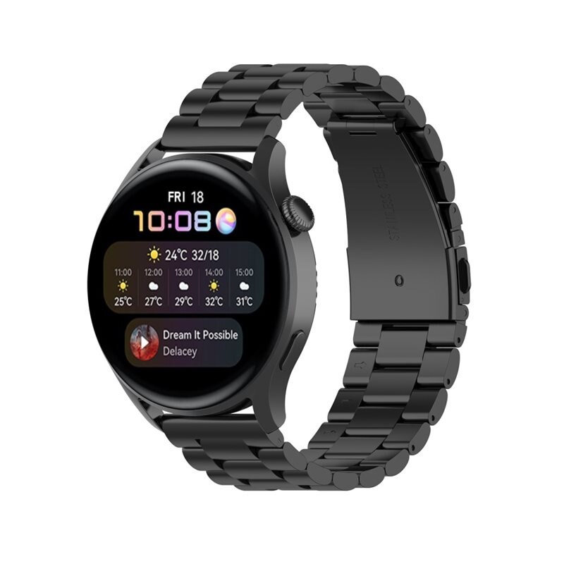 Huawei Watch 3/Watch 3 Pro Metalen Armband Zwart - Klassieke roestvrijstalen schakelarmband - Stijlvol design
