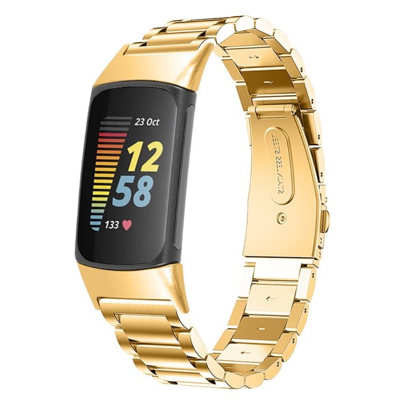 Fitbit Charge 6 Metalen Armband Goud - Klassieke roestvrijstalen schakelarmband - Stijlvol design