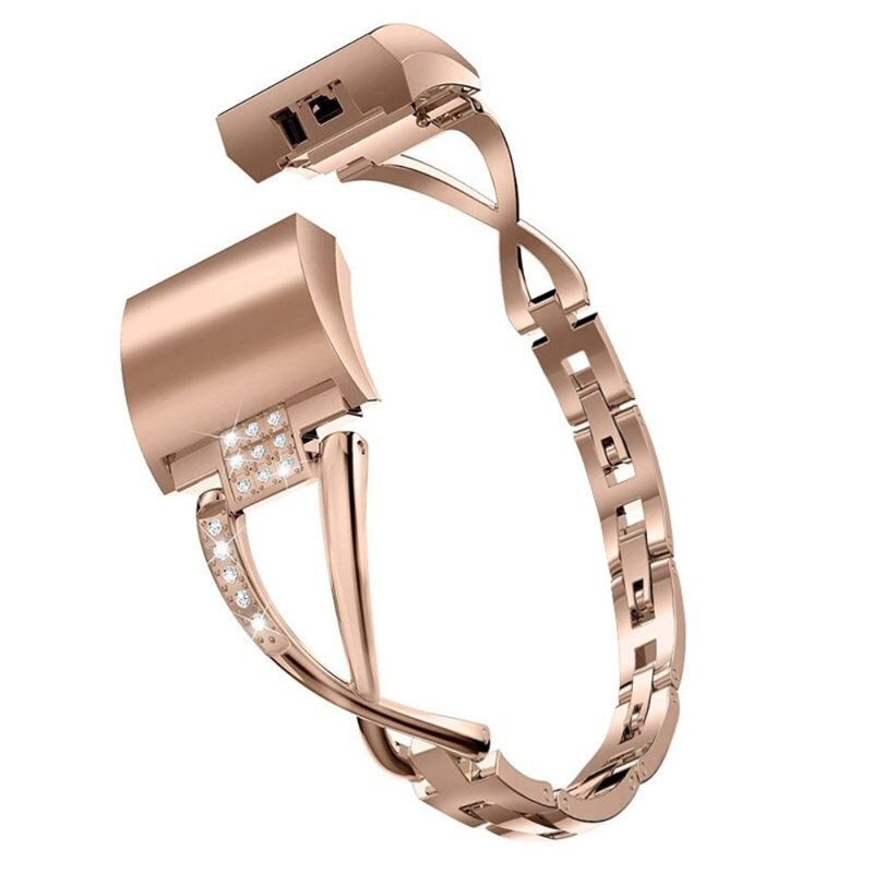 Fitbit Charge 6 Crystal Bracelet Rose Gold - Luxe armband met elegant design - Horlogebandje voor dames