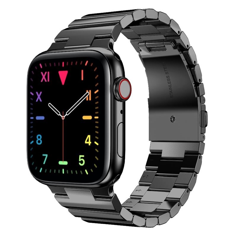 Apple Watch 45mm Series 9 Schakelarmband zwart - Mooie roestvrij stalen armband - Heren en dames