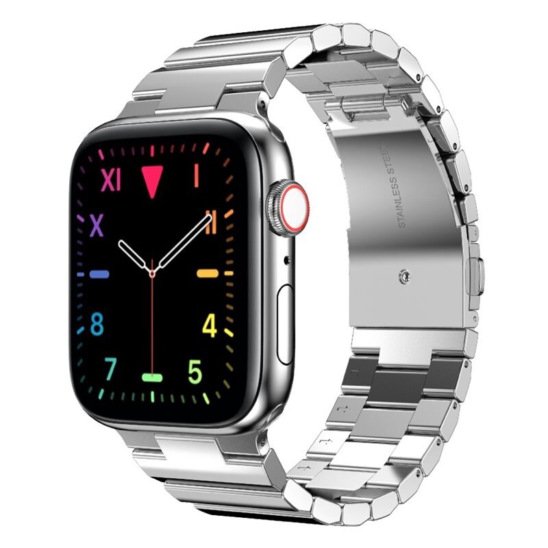 Apple Watch 45mm Series 9 Schakelarmband zilver - Mooie roestvrij stalen armband - Heren en dames