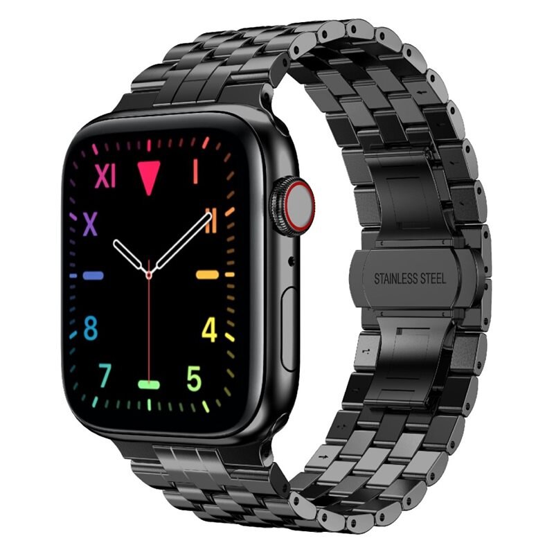 Apple Watch 44mm Business Metalen Armband zwart - Klassieke, professionele armband - Luxe armband voor heren en dames