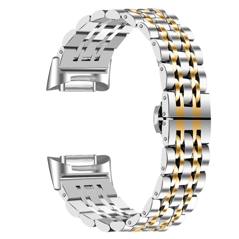 Fitbit Charge 6 Stainless Steel Bracelet Zilver/goud - Luxe armband van roestvrijstaal - RVS bandje