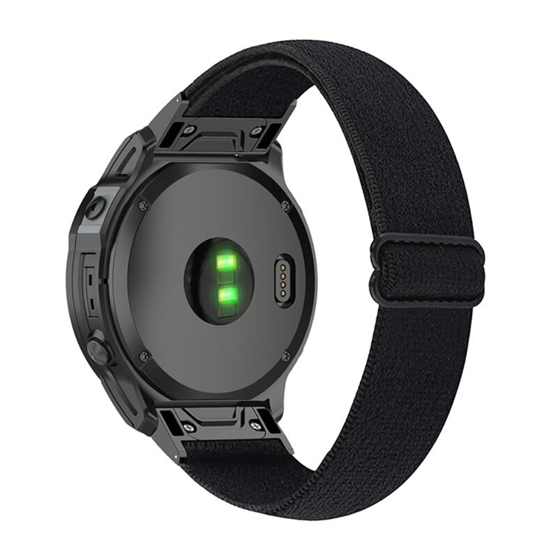 Garmin Fenix 6X Pro Elastisch Nylon bandje, Zwart - Armband van comfortabel en ventilerend nylon
