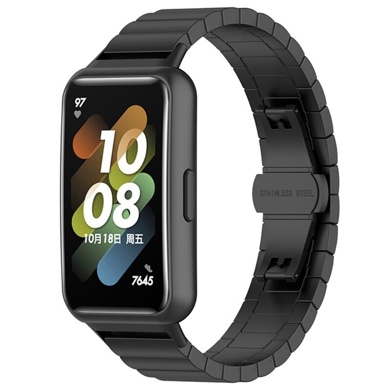 Huawei Band 7 Schakelarmband Zwart - Mooie roestvrij stalen armband - Heren en dames