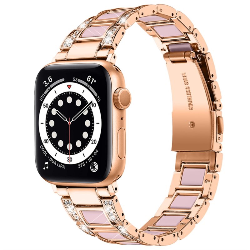 Apple Watch Series 11 42mm Diamond Bracelet Roze Rose - Armband met glittersteentjes - Smartwatchbandje met diamandachtige steentjes