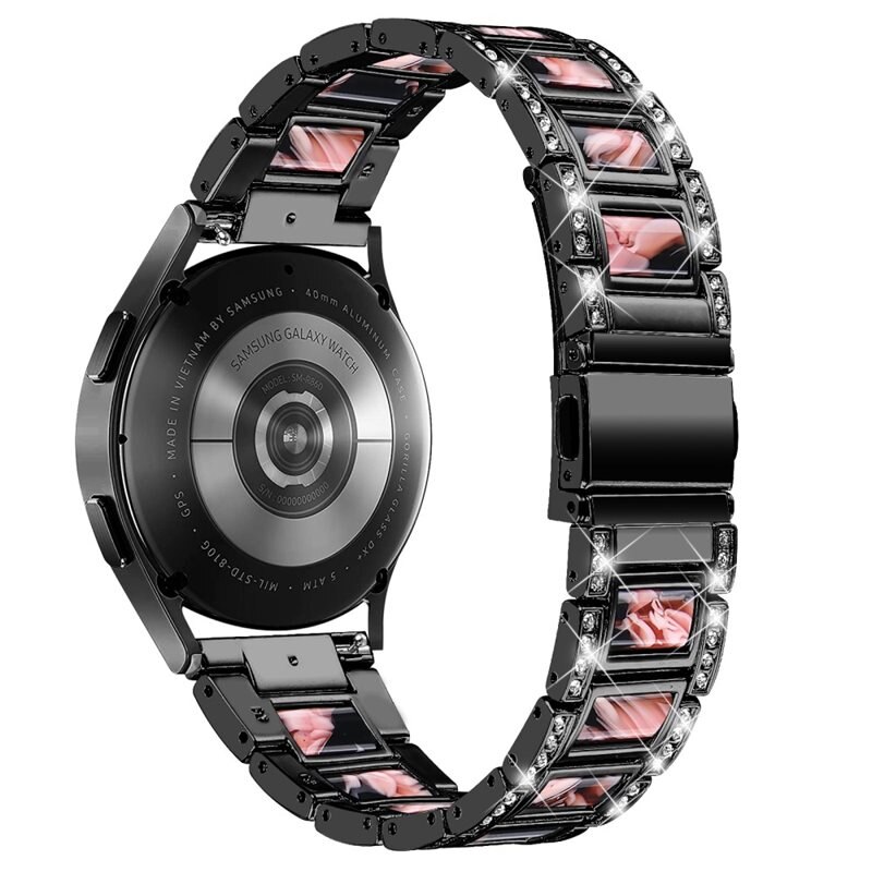 Garmin Forerunner 55 Diamond Bracelet Black Blossom - Armband met glittersteentjes - Smartwatchbandje met diamandachtige steentjes