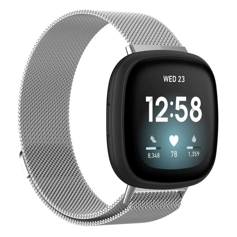Fitbit Sense/Versa 3 Milanese bandje Zilver - Elegante armband in luxueus design - Perfecte pasvorm