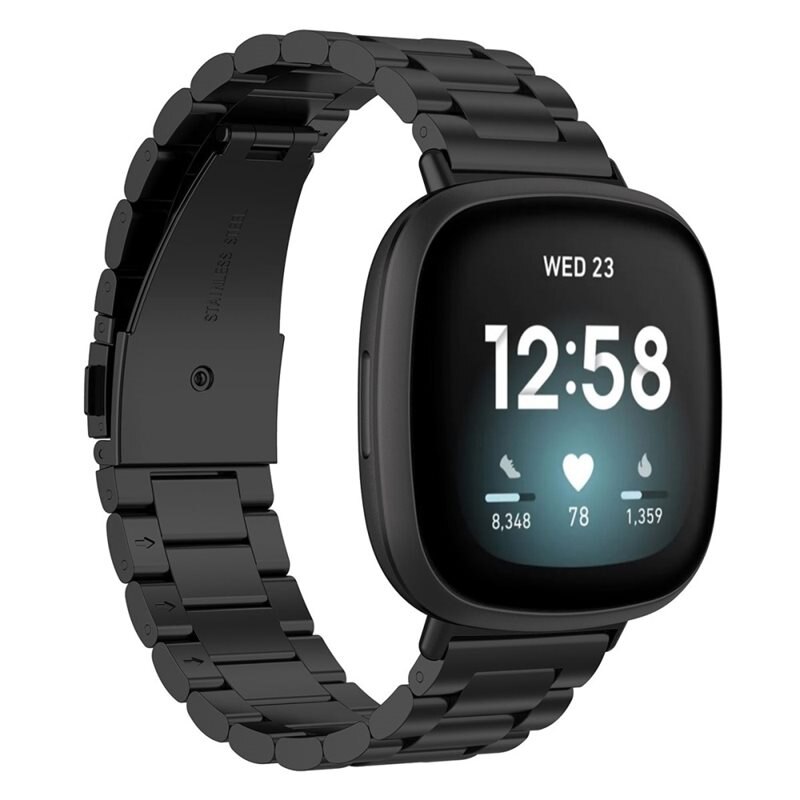 Fitbit Sense 2 Metalen Armband Zwart - Klassieke roestvrijstalen schakelarmband - Stijlvol design
