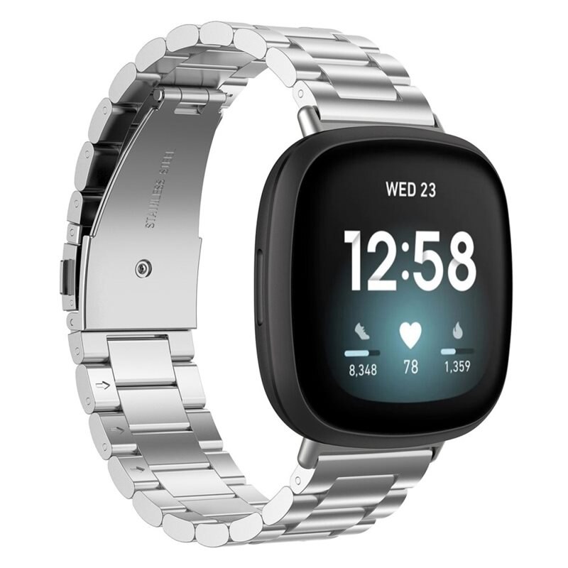 Fitbit Sense/Versa 3 Metalen Armband Zilver - Klassieke roestvrijstalen schakelarmband - Stijlvol design