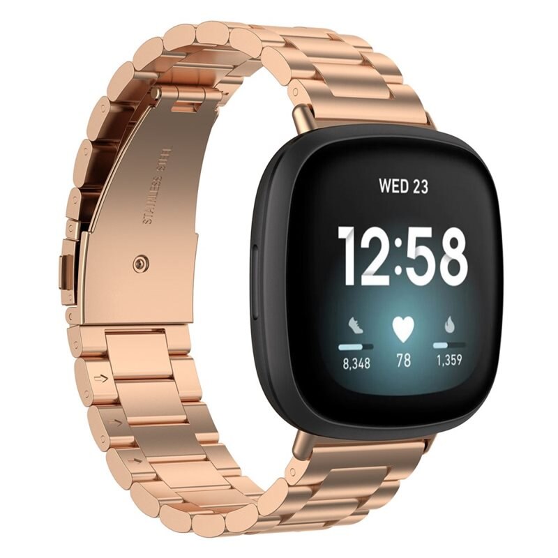 Fitbit Sense 2 Metalen Armband Rosé goud - Klassieke roestvrijstalen schakelarmband - Stijlvol design