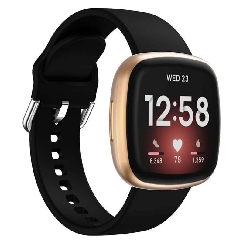 Fitbit Versa 3 Siliconen bandje Zwart - Sportieve armband in stijlvol design - Waterdicht - Zweetbestendig