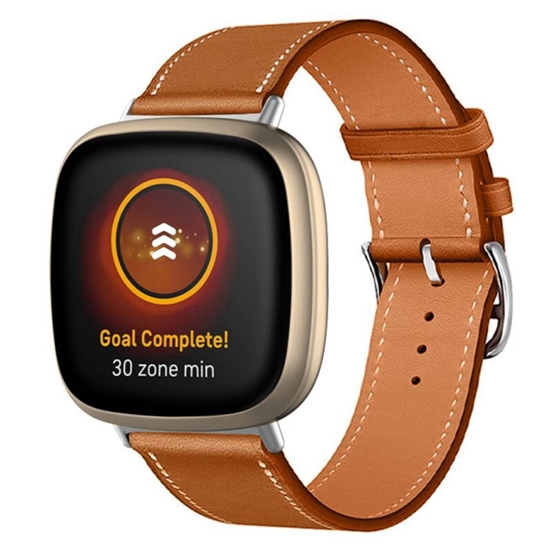 Fitbit Sense 2 Leren bandje Bruin - Mooi bandje van leer