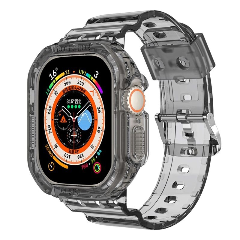Apple Watch Ultra 2 49mm Crystal Case+Armband grijs