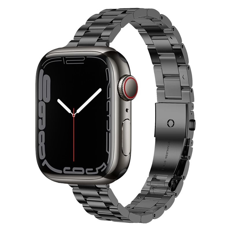 Apple Watch 44mm Slim Metalen Armband zwart