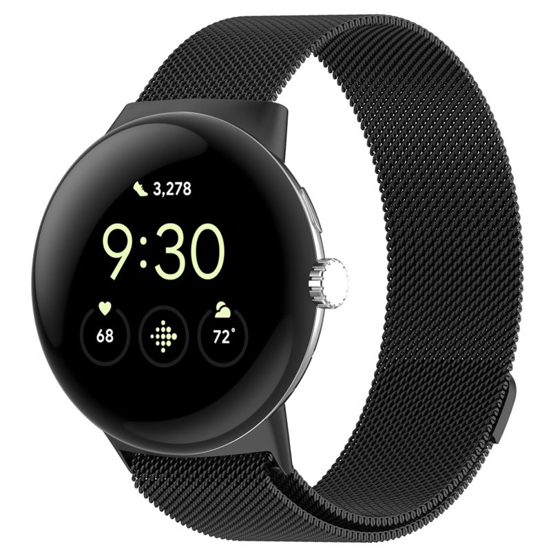 Google Pixel Watch 3 45mm Milanese bandje Zwart - Elegante armband in luxueus design - Perfecte pasvorm