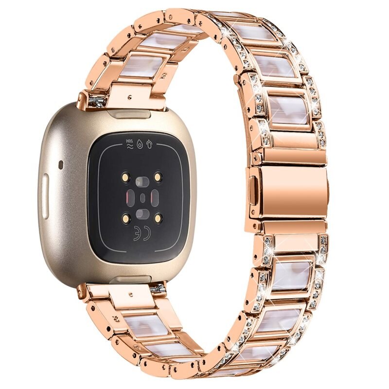 Fitbit Sense 2 Diamond Bracelet Roze parel - Armband met glittersteentjes - Smartwatchbandje met diamandachtige steentjes