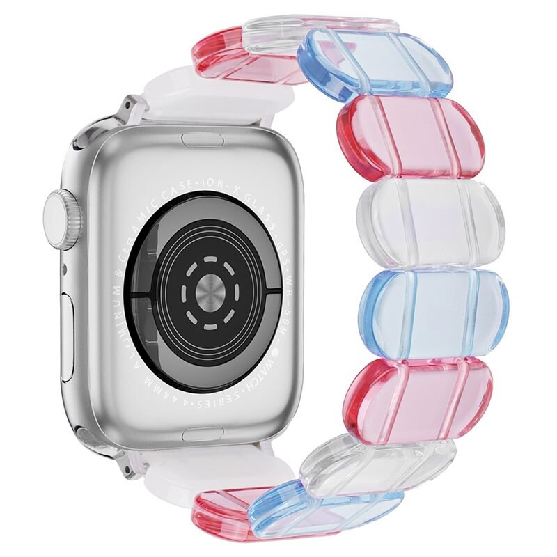 Apple Watch Series 10 42mm Elastische resinarmband blauw/roze