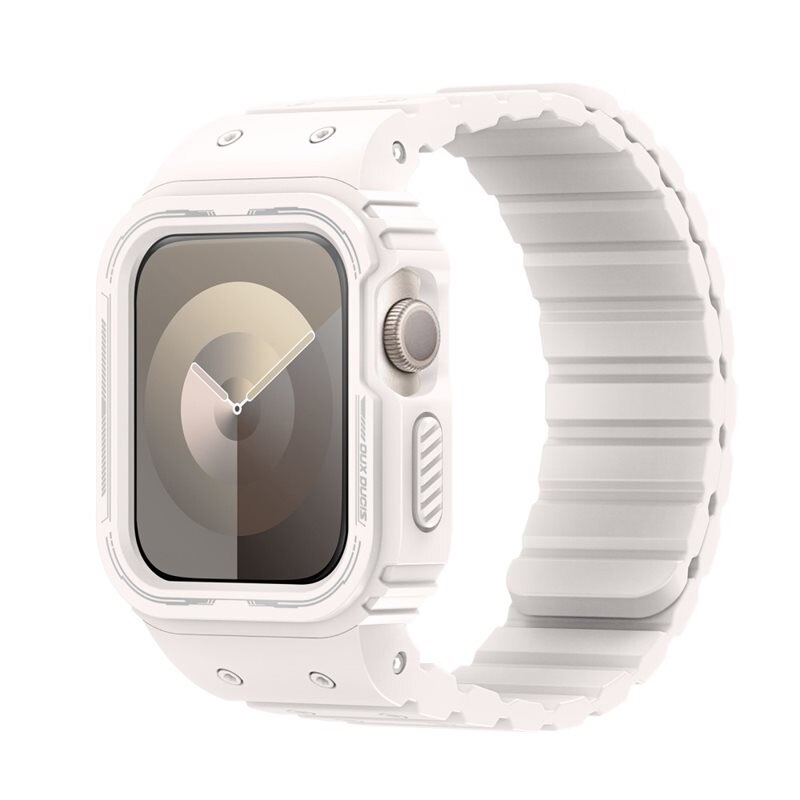 Dux Ducis Apple Watch 45mm Series 9 OA Series hoesje + siliconen bandje wit
