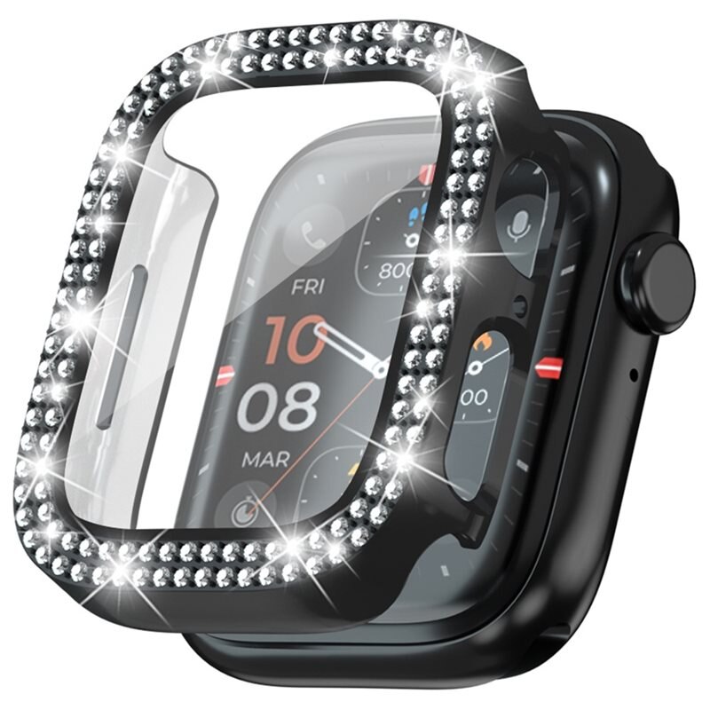 Full Cover Case Rhinestone Apple Watch Series 4-6 44mm Zwart