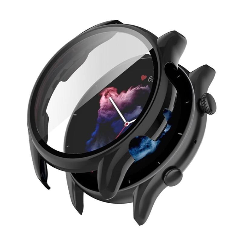 Full Cover Case Amazfit GTR 3/GTR 3 Pro Zwart - Bescherm je smartwatch tegen slijtage en beschadigingen - Volledige dekking