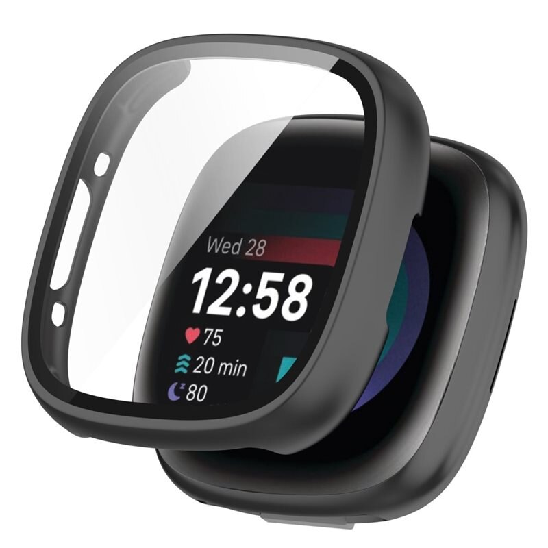 Full Cover Case Fitbit Sense 2 Zwart - Bescherm je smartwatch tegen slijtage en beschadigingen - Volledige dekking