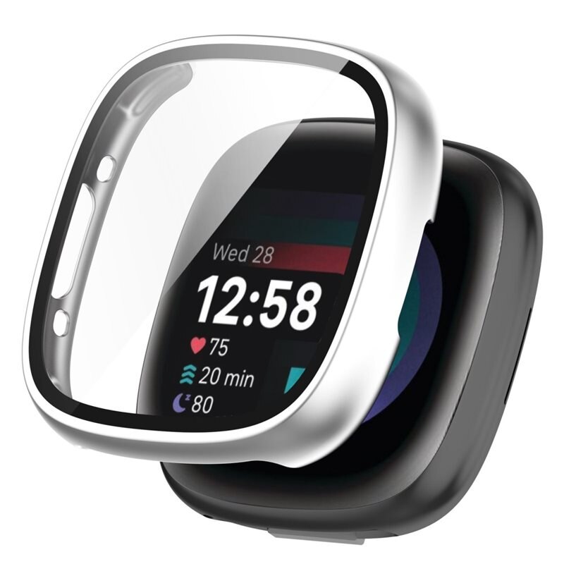Full Cover Case Fitbit Sense 2 Zilver - Bescherm je smartwatch tegen slijtage en beschadigingen - Volledige dekking