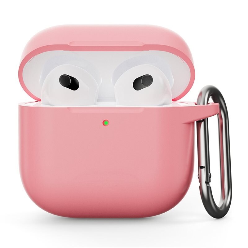 Apple AirPods 4 Siliconen hoesje met karbinerhaak roze - Bescherm en houd je oortjes dicht bij je