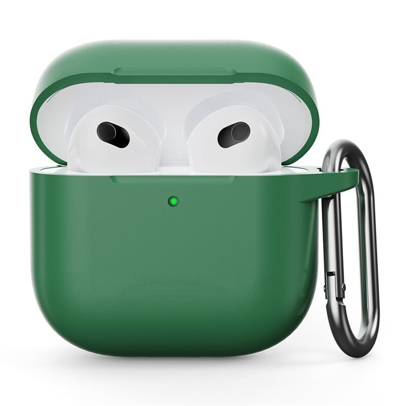 Apple AirPods 4 Siliconen hoesje met karbinerhaak Groen - Bescherm en houd je oortjes dicht bij je