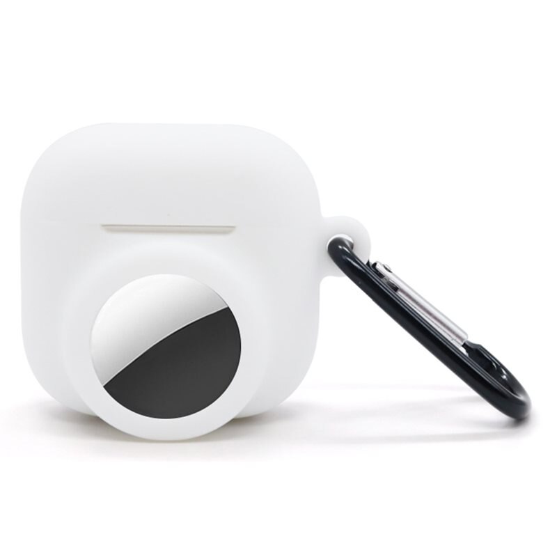 Apple AirPods 4 Siliconen hoesje met AirTag-houder wit