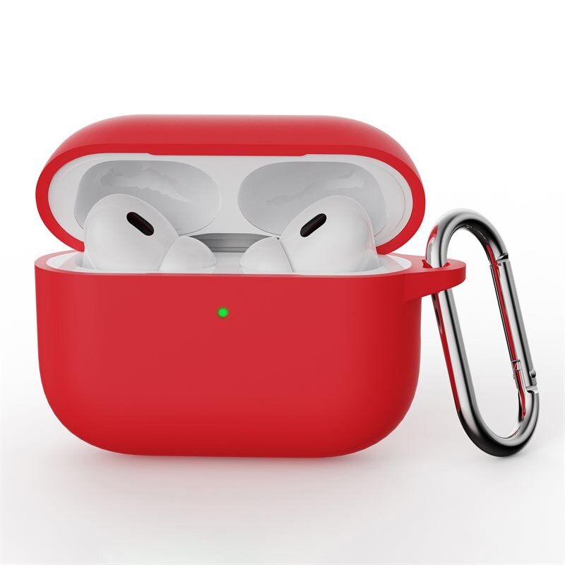 Apple AirPods Pro 3 Siliconen hoesje met karbinerhaak Rood - Bescherm en houd je oortjes dicht bij je