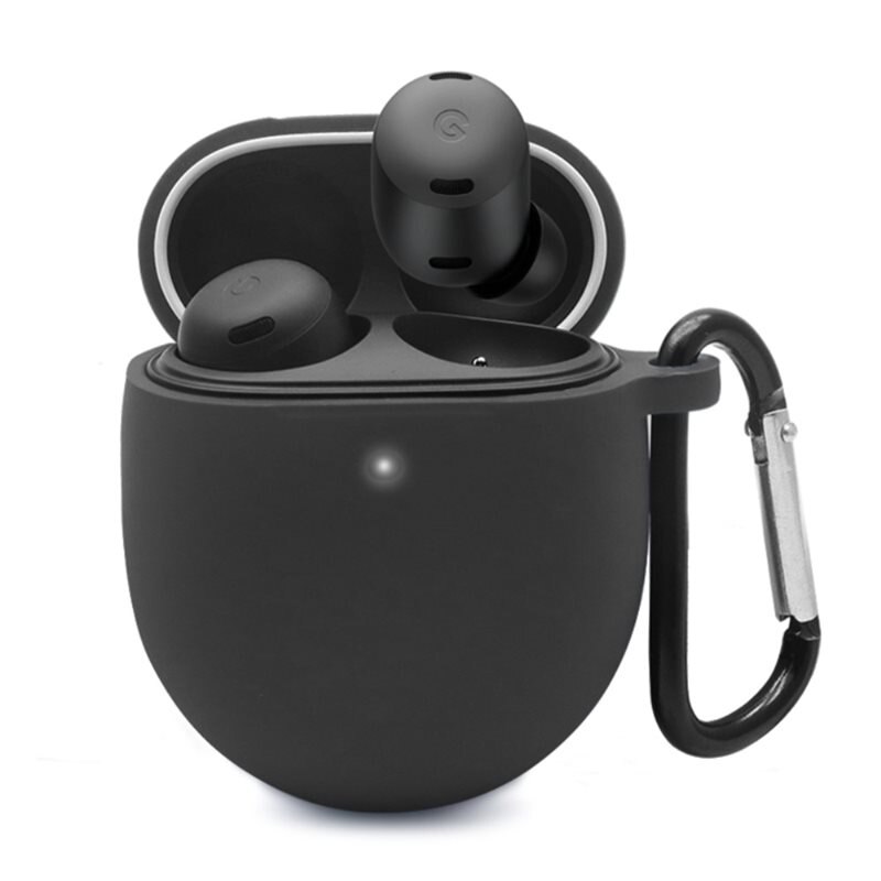 Google Pixel Buds Pro Siliconen hoesje met karbinerhaak zwart - Bescherm en houd je oortjes dicht bij je