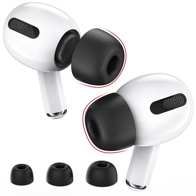 Ahastyle Memory Foam Ear Tips (3-pack) AirPods Pro zwart - Oorkussen - Oorkussentjes - Vervangen oordopje