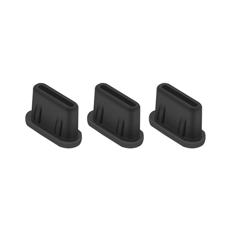 3-pack Dust Plug Siliconen USB-C Zwart - Vermijd stof en viezigheid